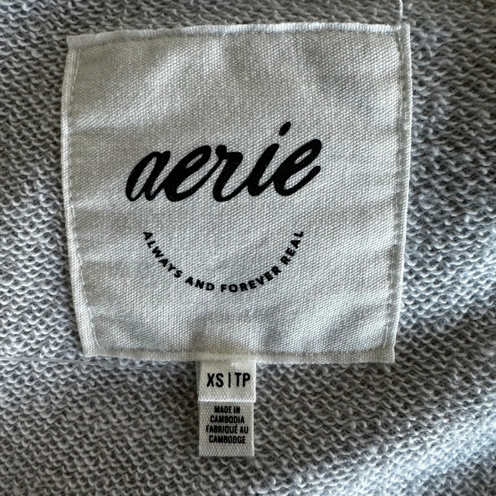 Aerie Sweater Cardigan Oversized V-Neck Button Front French Terry Grey Size XS - Picture 3 of 9